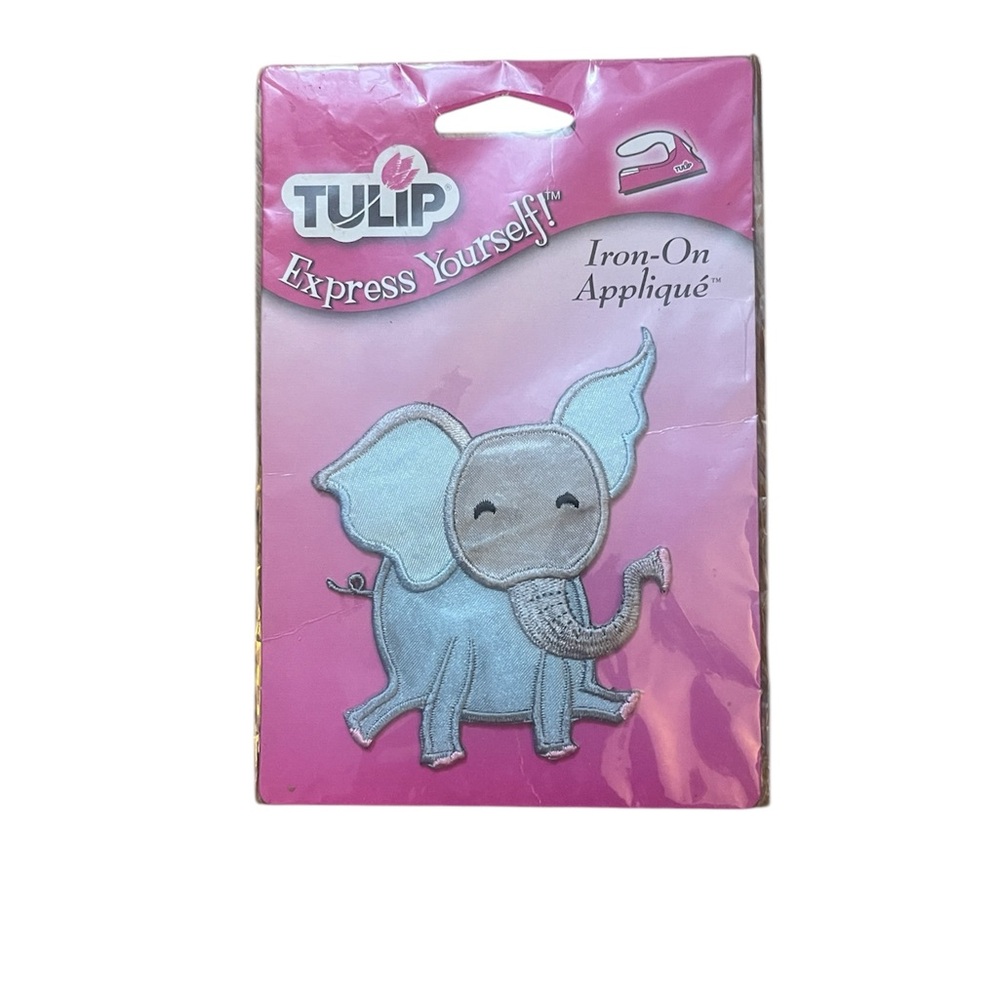 New Tulip Iron-on Patch Elephant Appliqué DIY Clothing Decor No Sew Fabric Trans
